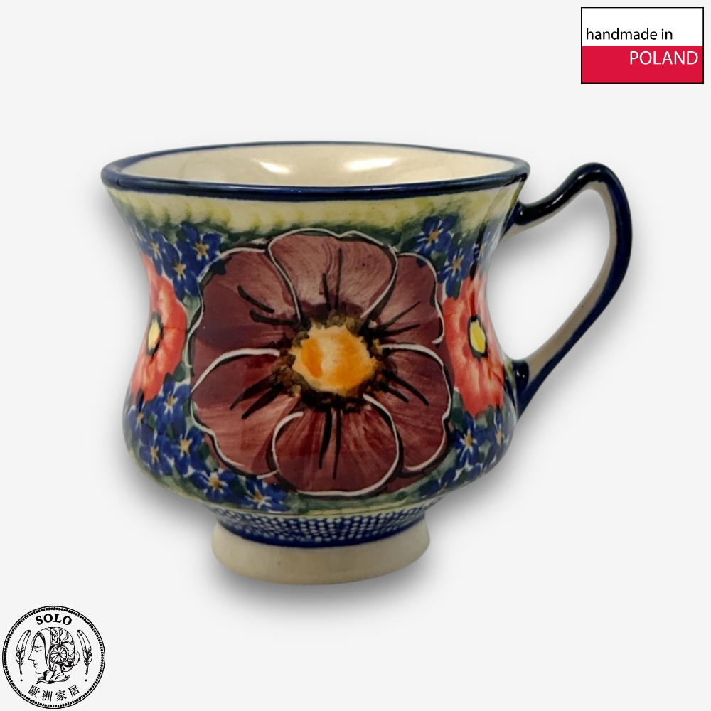 【SOLO歐洲家居】波蘭製 Cerraf 波蘭陶 180ml 早餐杯盤組 雅紅之宴系列, , large