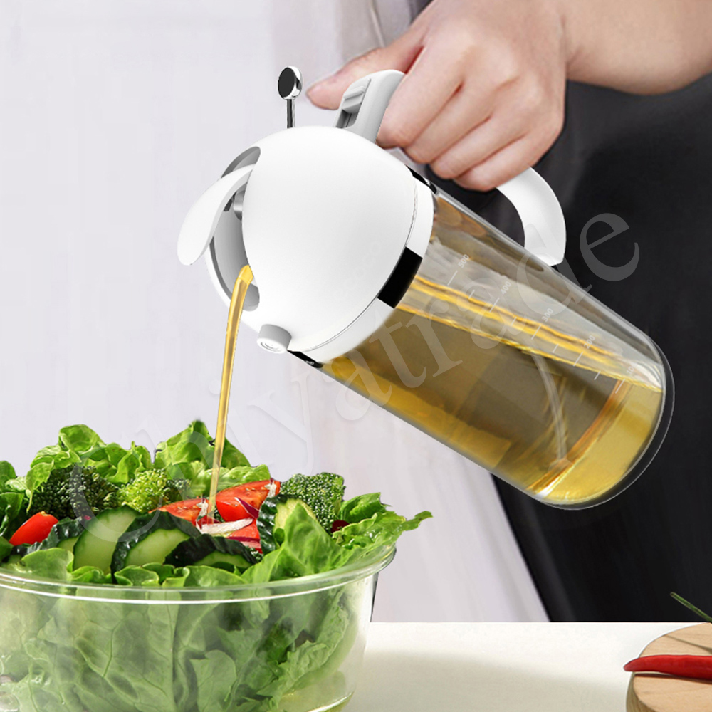 【百科良品】兩用型 自動開合油壺 噴油壺 防漏回流 調味瓶 550ml-白, 白色, large