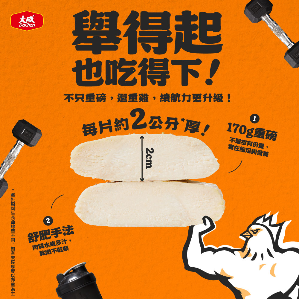 【大成食品】黑胡椒湖鹽-重磅舒肥雞胸(170g/包), , large