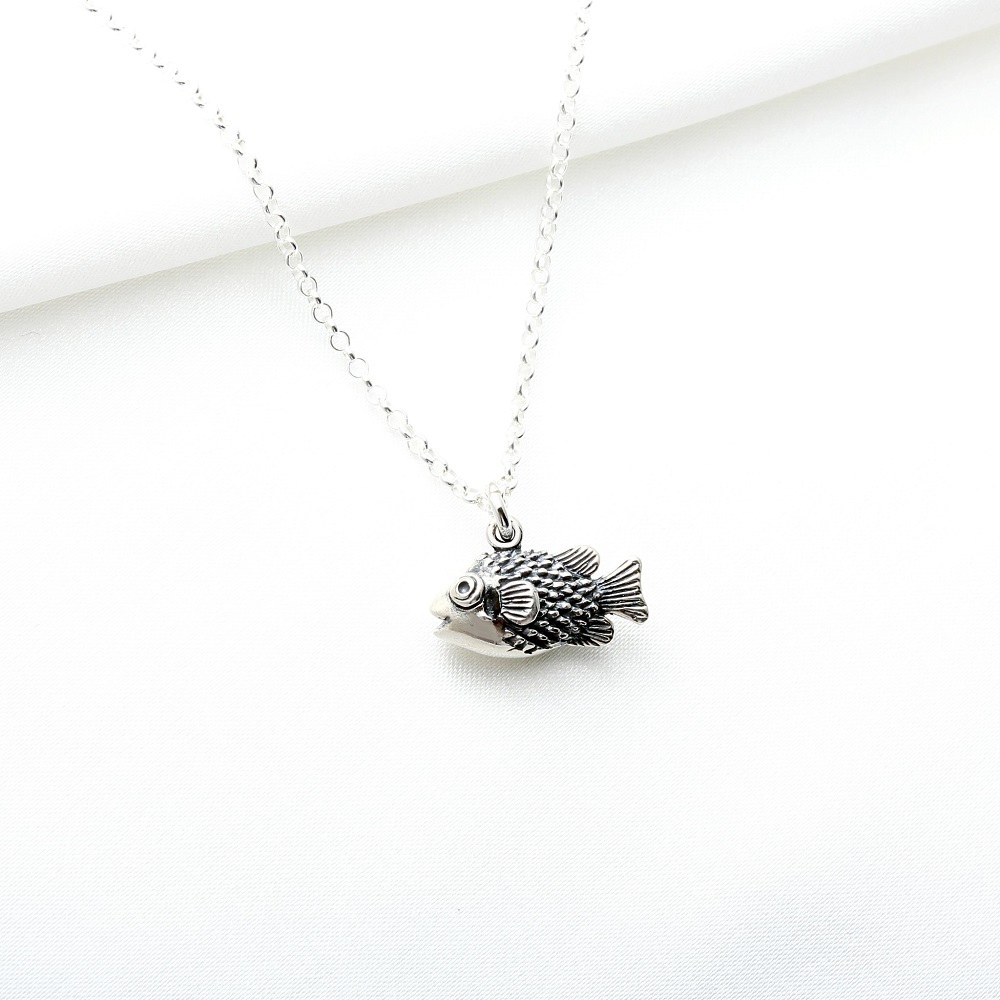 【Angel & Me】3D Lucky Pufferfish s925 sterling silver necklace Birthday gift, , large