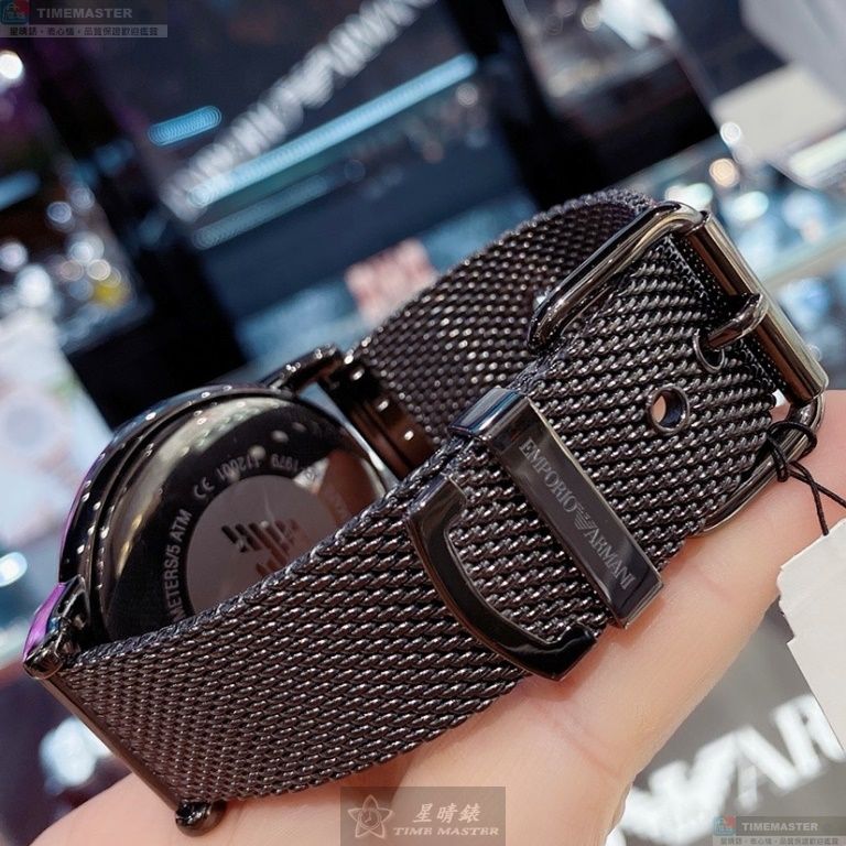 [星晴錶業]ARMANI手錶,44mm,AR00056寶藍色錶面黑錶殼鐵灰色米蘭錶帶款, , large