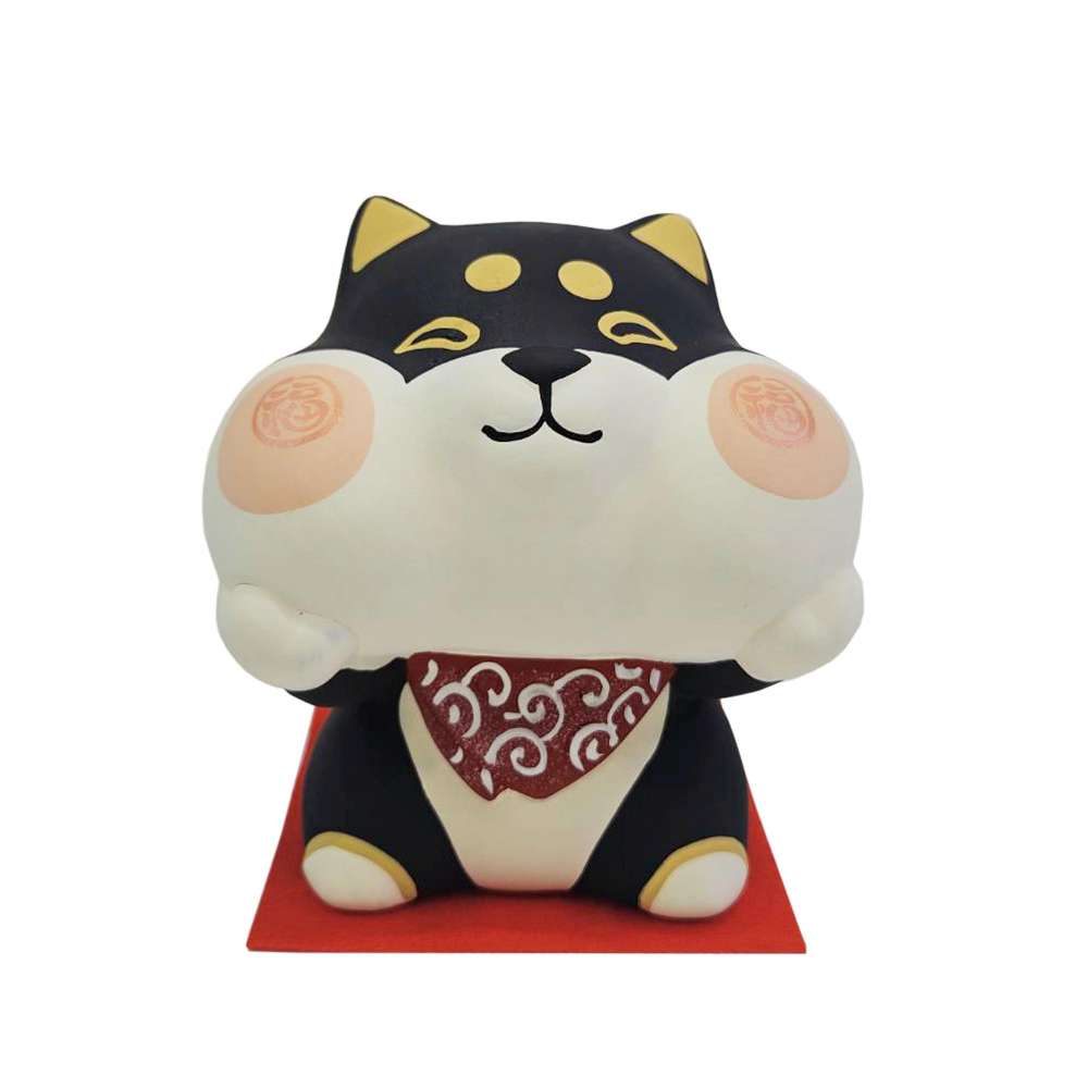 【摩達客】◉開運招財◉日本進口可愛黑色大臉柴犬招財狗 撲滿存錢桶擺飾桌飾, , large