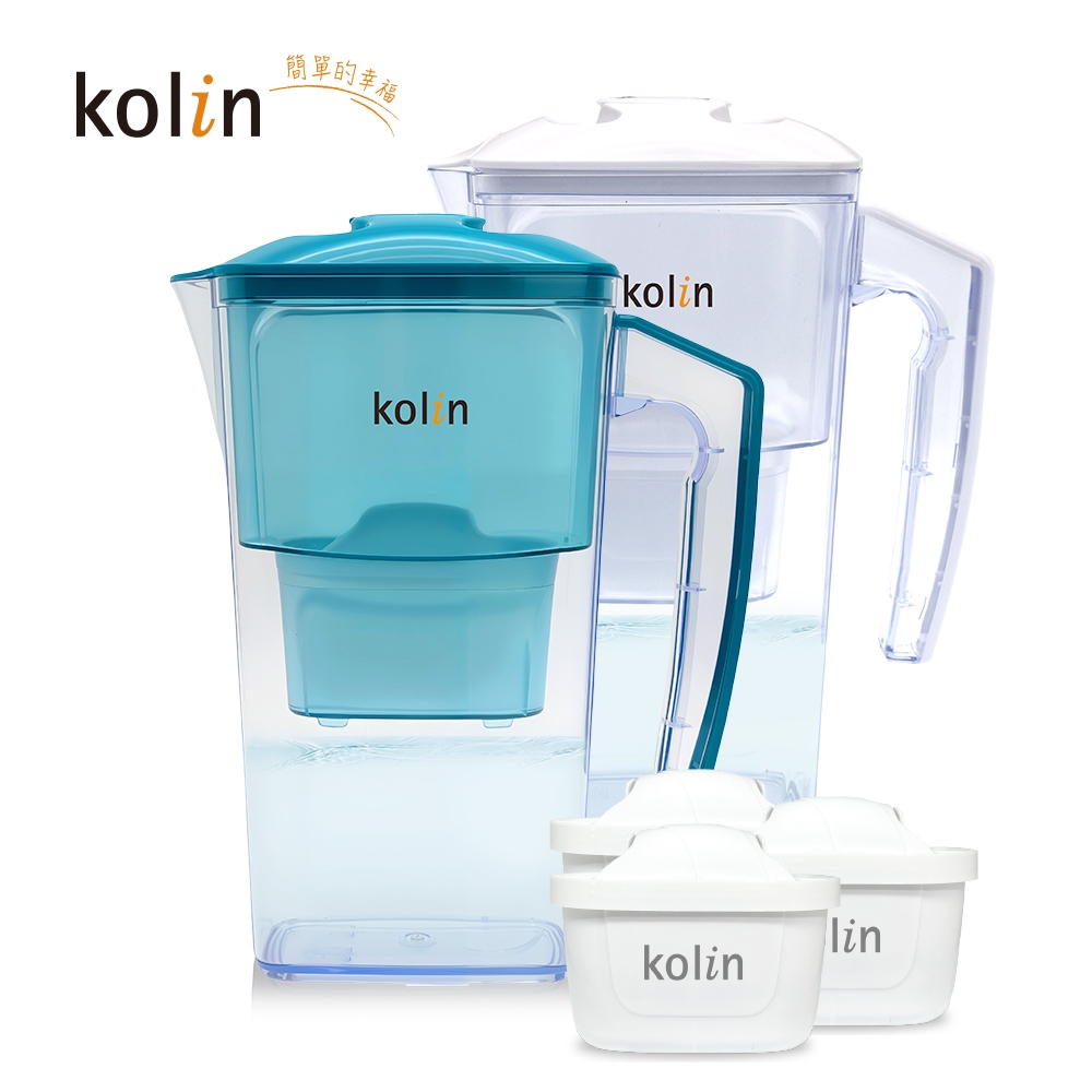 Kolin 歌林 2.5L濾水壺(內含四重濾芯*1) 加贈2芯(共1壺3芯/適用Brita), , large