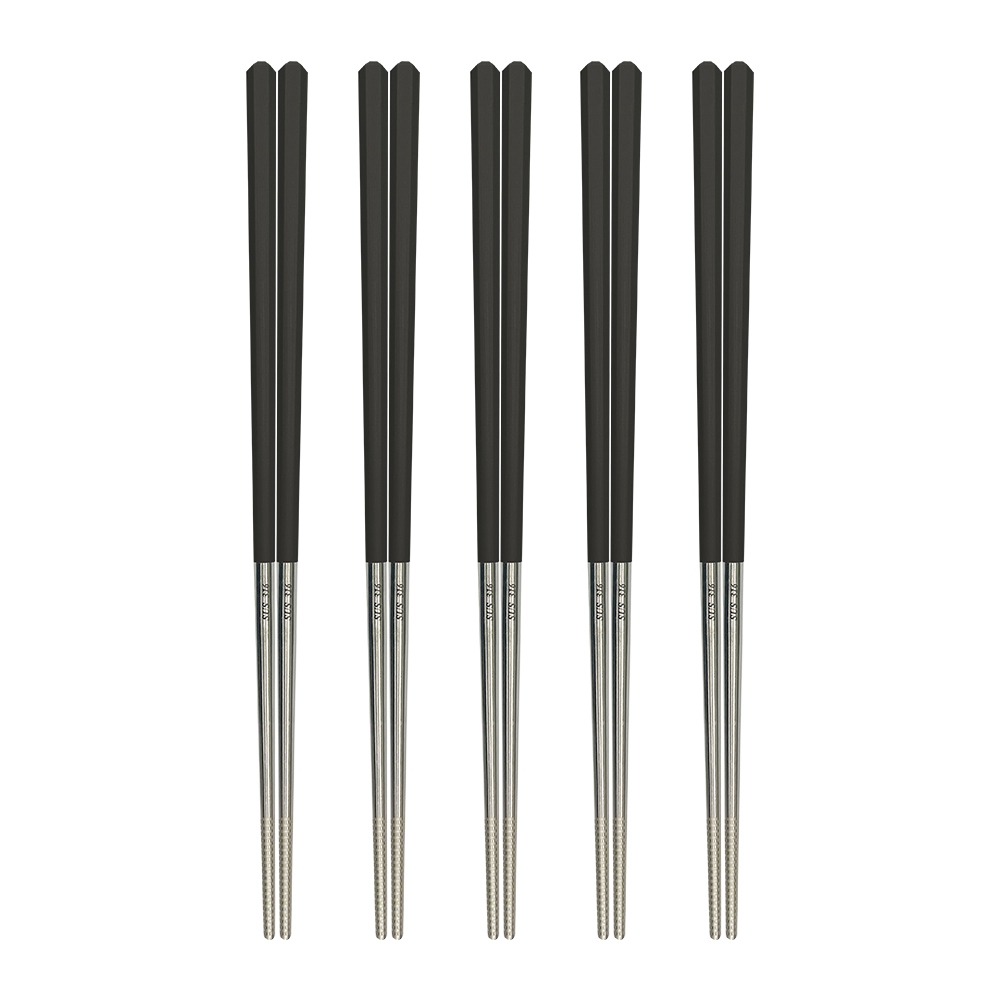 CLARE 可蕾爾 316不鏽鋼六角彩色鋼筷筷子食物筷可用洗碗機 黑色-Leidea樂德兒, , large