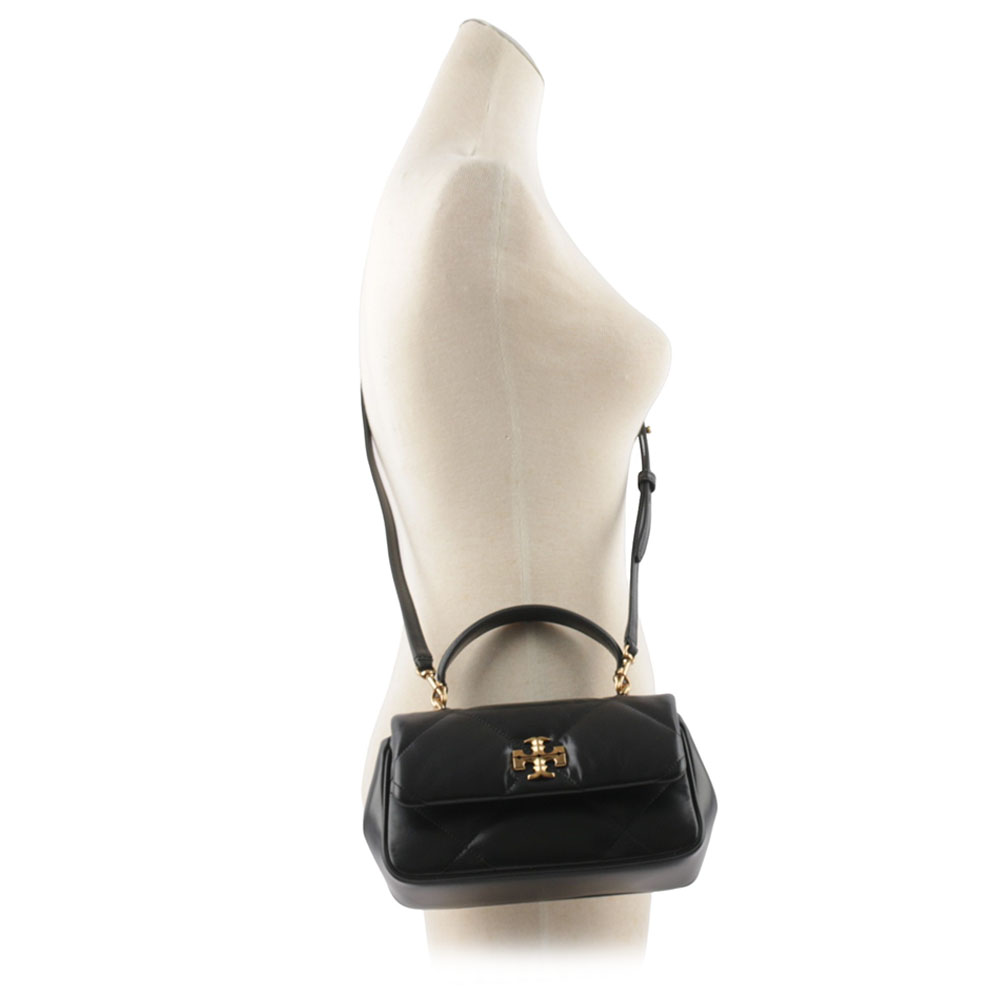 TORY BURCH Kira 納帕皮革鑽石格紋縫線手提/斜背二用包/黑色, , large