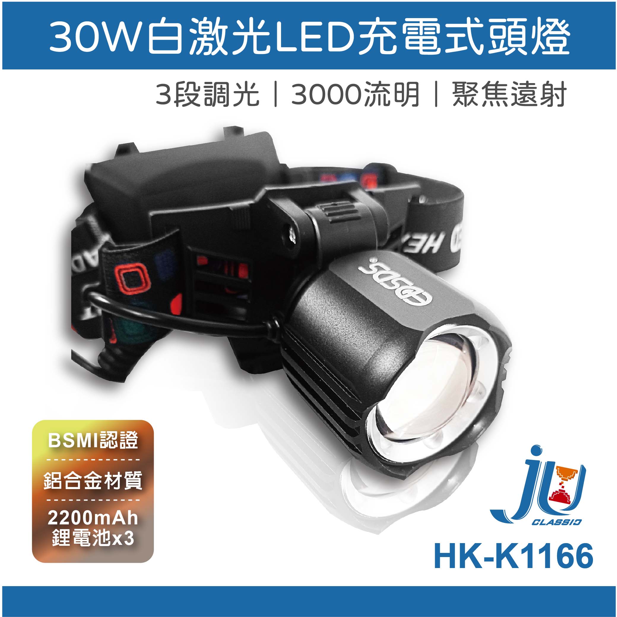 鉅玉經典｜LED rechargeable headlight  HK-K1166, , large