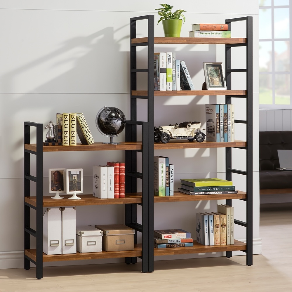 【唯熙傢俱】安迪工業風柚木色2.7尺高書架, , large