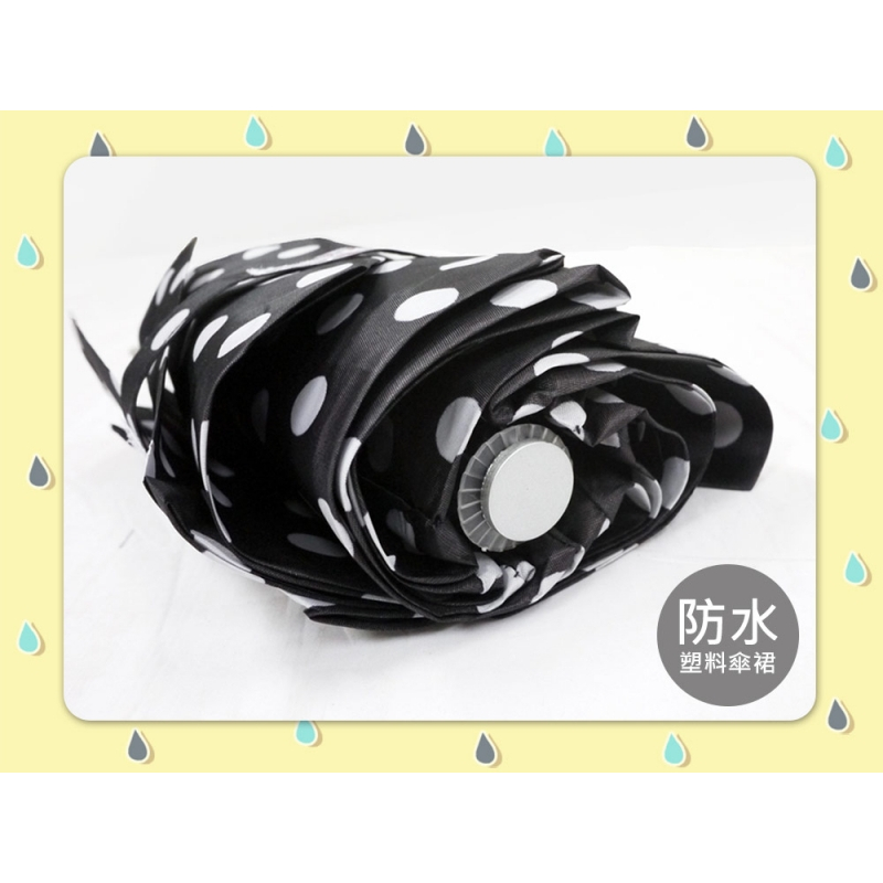 8K tri-fold silver flower folding umbrella polka dots Color selectable red/pink white/pink/aqua blue/dark blue/black windproof and anti-ultraviolet light for easy storage, , large