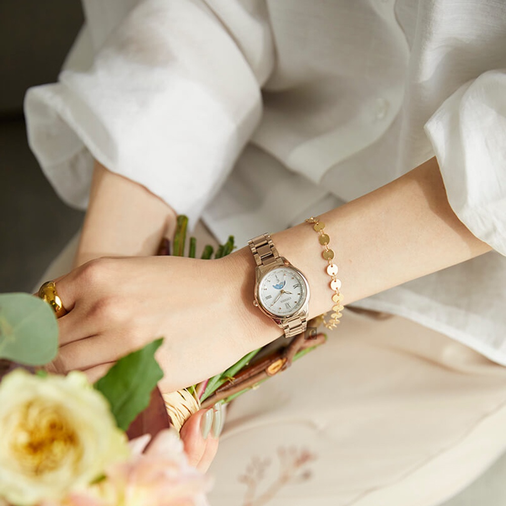 CITIZEN 星辰 XC 鈦 日月顯示光動能電波女錶 EE1004-57A, , large