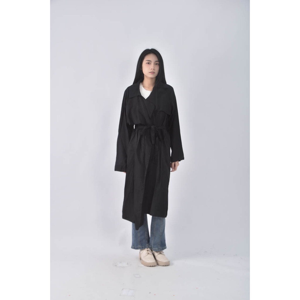 (XL) 質感長款黑色外套二手衣