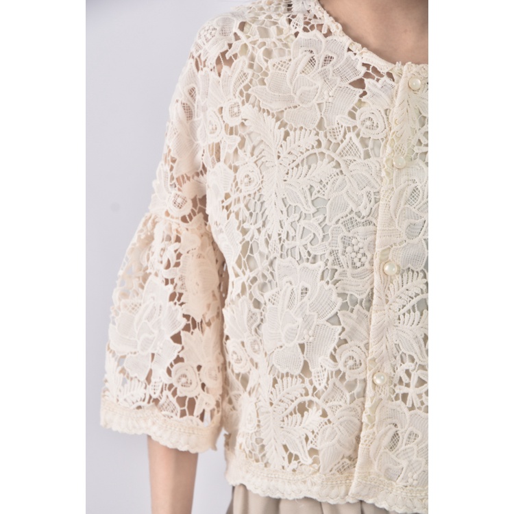 (M) superemelala質感裸空杏色短袖上衣二手衣, , large