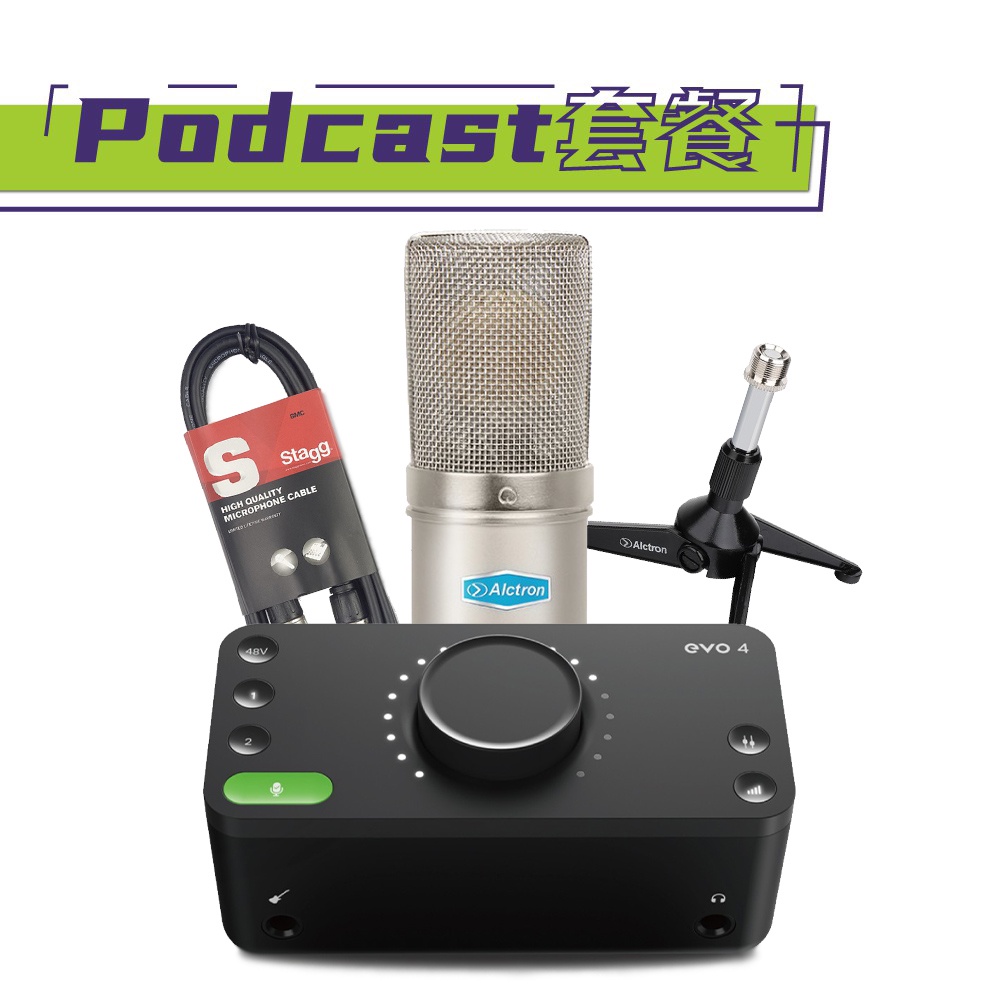 Podcast進階套餐 CM6 MKII 電容麥克風＋Audient Evo 4 2in+MIC架＋MIC線【敦煌樂器】, , large