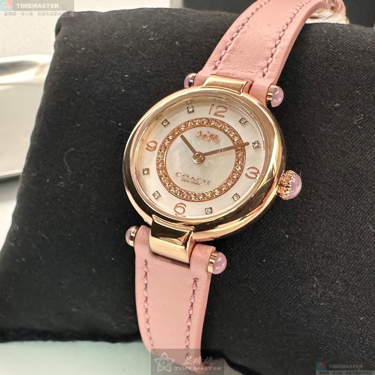 [星晴錶業]COACH手錶,26mm,CH00211貝母錶面玫瑰金錶殼粉紅真皮皮革錶帶款, , large