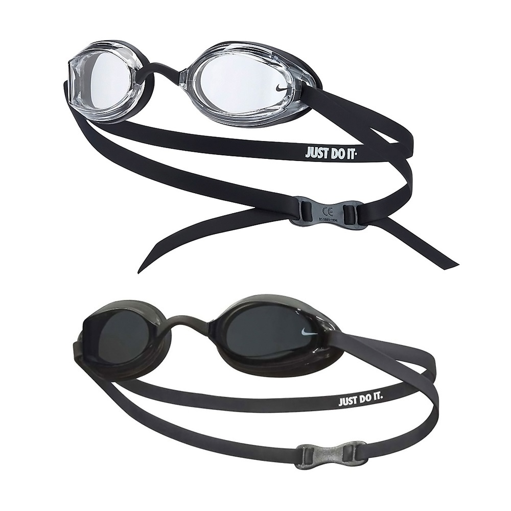 NIKE LEGACY 成人專業型泳鏡 游泳 競賽 比賽 訓練 運動 休閒 廣角 人體工學 調整便利 附鼻橋 黑白 深灰, , large