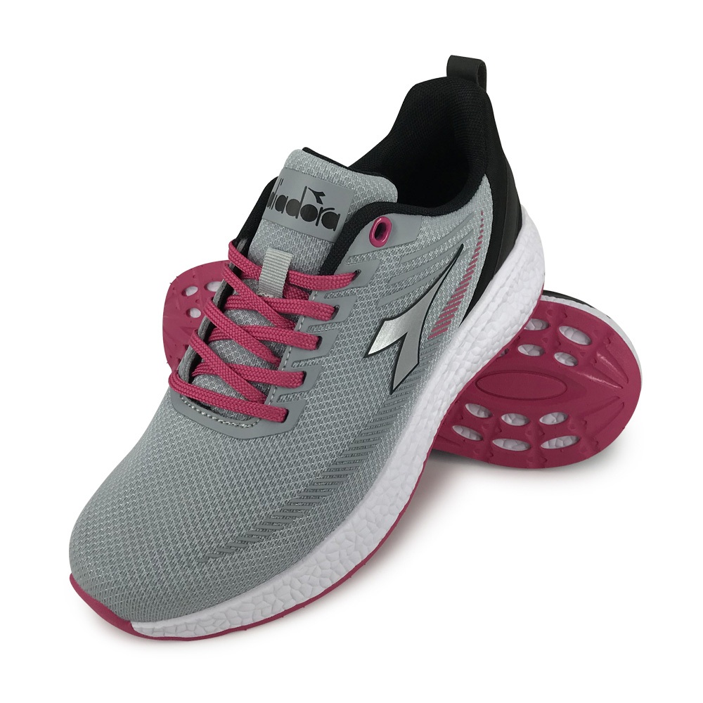 DIADORA迪亞多那 輕量透氣慢跑女鞋 女運動鞋 慢跑鞋 反光 舒適 輕盈 彈性 吸震 減壓 足弓支撐 止滑 黑 灰桃, , large