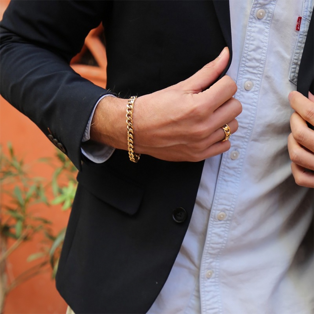 【快速出貨】法國 ROCHET DANDY系列 不鏽鋼男士手鍊-金 HB07186, , large