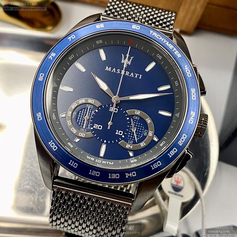 [星晴錶業]MASERATI手錶,46mm,R8873612009寶藍色錶面寶藍錶殼槍灰米蘭錶帶款, , large