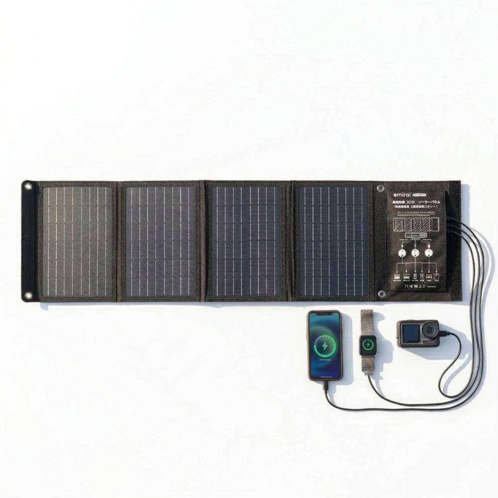 【emirai】High-mobility 30W adventure solar panel! Charge your phone and power bank with sunlight!, , large