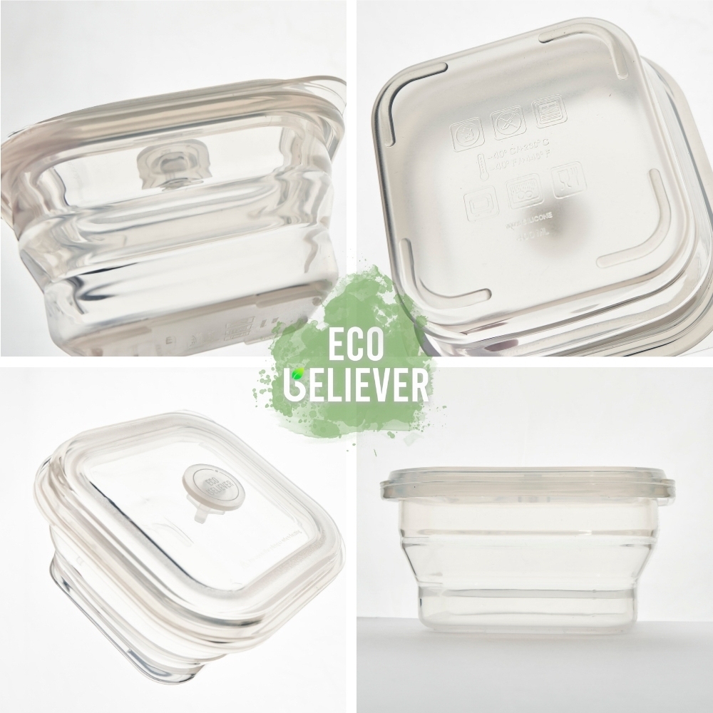 [JC ECO BELIEVER] Eco Believer鉑金食品級矽膠保鮮盒 台灣食藥署合格 保鮮盒 折疊保鮮盒 折疊便當盒 微波保鮮盒 矽膠便, , large