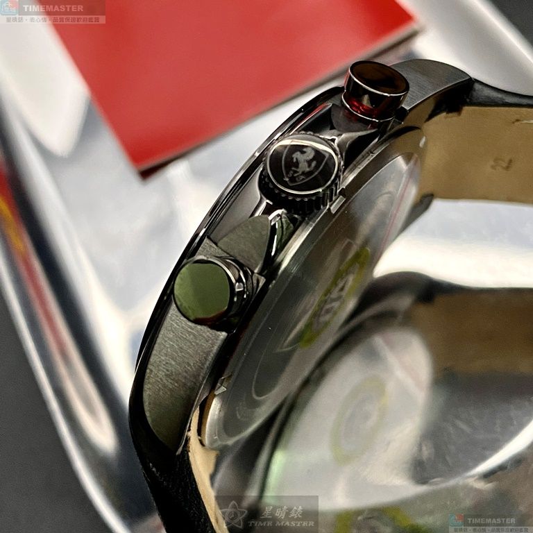 [星晴錶業]FERRARI手錶,46mm,FE00060紅色錶面槍灰色錶殼深黑色真皮皮革錶帶款, , large