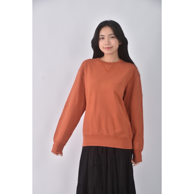 (S) uniqlo質感棉質橘色長袖上衣二手衣, , large