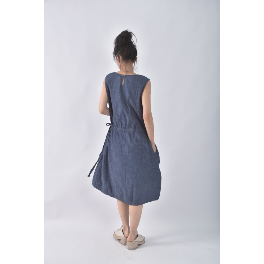 (S) 繭裹子twine fair trade質感丹寧牛仔棉質純棉藍色洋裝二手衣, , large