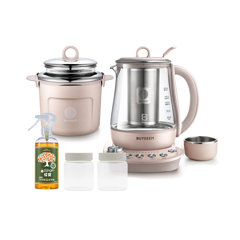 【BUYDEEM北鼎】頂級多功能美顏烹煮壺 燉煮壺 快煮壺 1500ml-粉漾壺 K2691 贈好禮(玻璃分裝杯300ml白x2+大橘寶300ml), , large