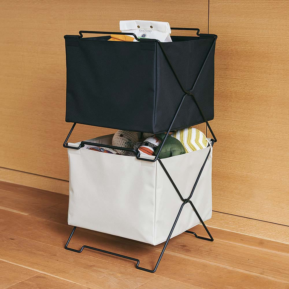 【KING JIM】SPOT STACK BASKET 落地型可折疊收納籃 (KSP002S)奶茶色, , large