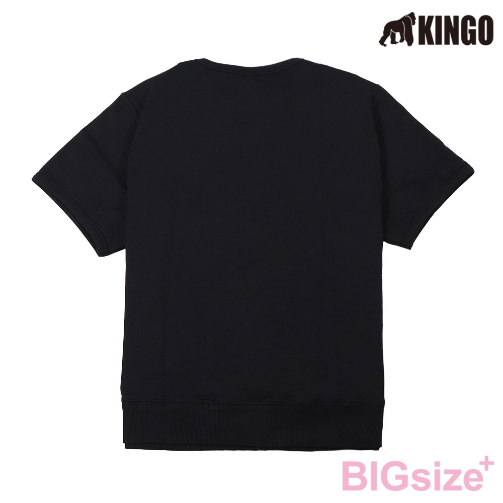 KINGO-大尺碼-女款 重磅圓領T恤-黑/紫-444101, , large