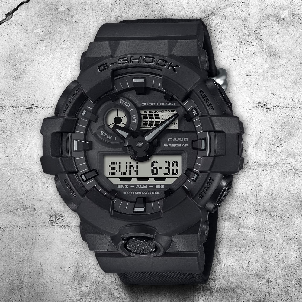 CASIO 卡西歐 G-SHOCK 尼龍錶帶 雙顯手錶 GA-700BCE-1A, , large