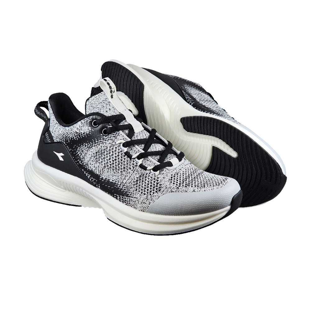 DIADORA迪亞多那 專業輕量慢跑鞋 男運動鞋 男鞋 戶外鞋 反光 混紗 透氣 飛織 Q彈 氣墊乳膠鞋墊 止滑 桔 灰, , large