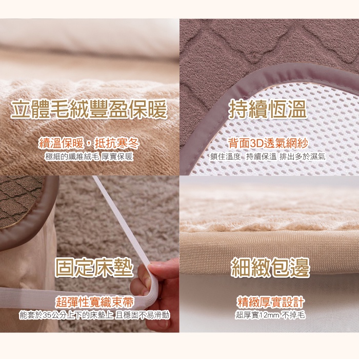 【格藍傢飾】貂絨6D立體保暖床墊(隨機圖案) 保暖床墊 可水洗 吸溼排汗, , large