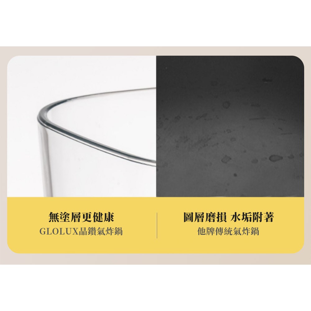 【Glolux】小白金3.5L晶鑽氣炸鍋 玻璃氣炸鍋 氣炸鍋 烘培紙, , large