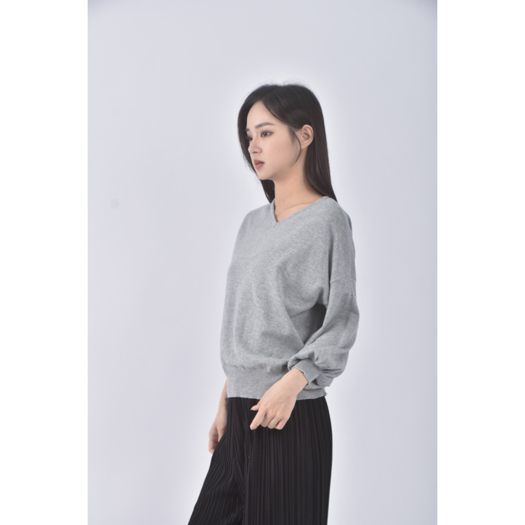 (XL) hunch質感V領灰色長袖上衣二手衣, , large