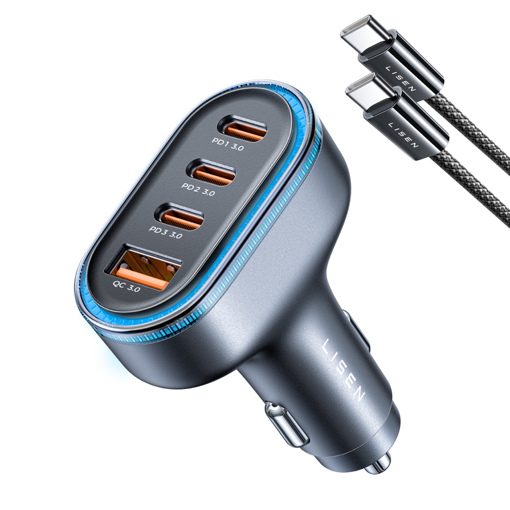 【LISEN】4-Port Car Charger 3C+1A 65W+36W High Power, , large