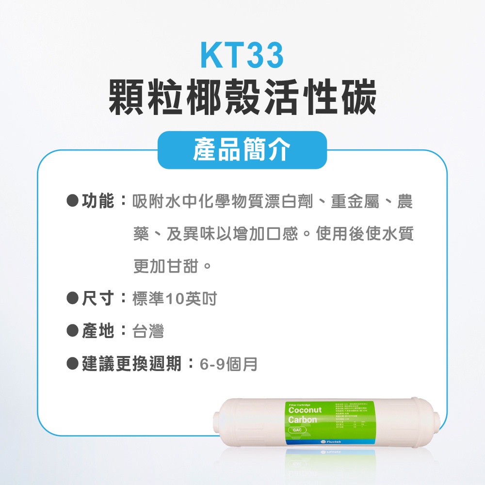 【麗水生活】10英吋 KT33 GAC顆粒椰殼活性碳濾心 濾芯 過濾器 淨水器 飲水機, , large