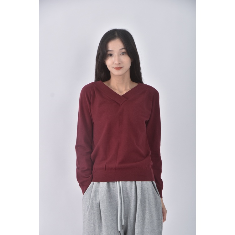 (S) visv領紅色長袖上衣二手衣, , large