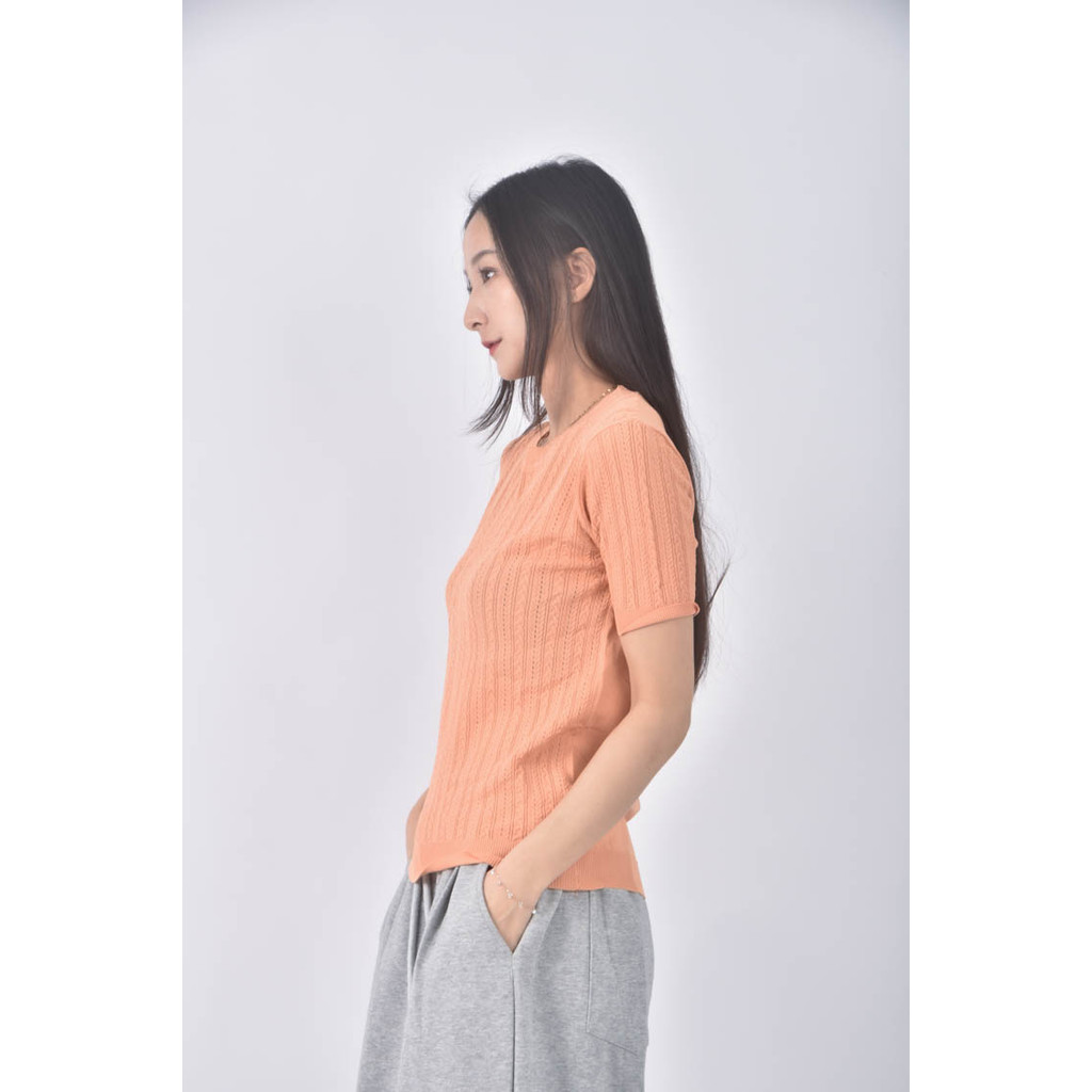 (S) 圓領橘色短袖上衣二手衣, , large