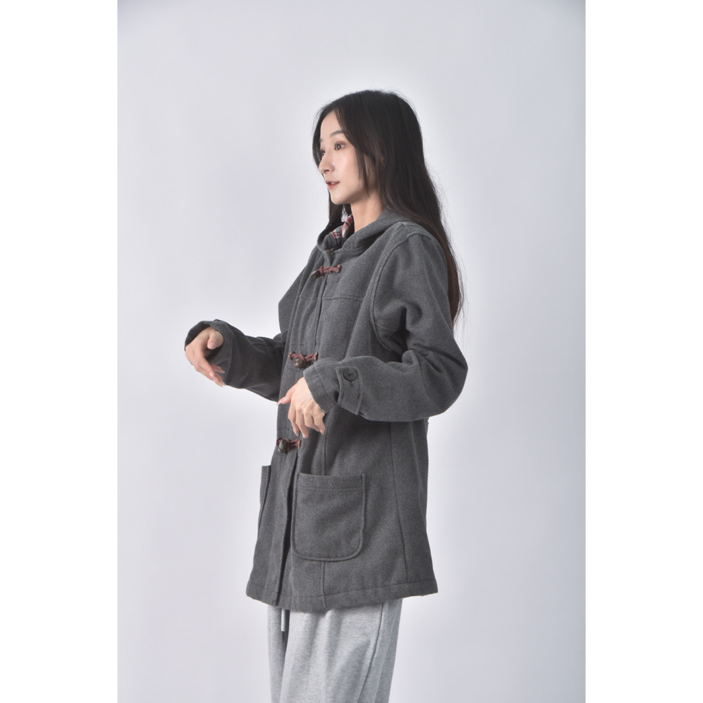 (XL) lativ質感格紋灰色外套二手衣, , large