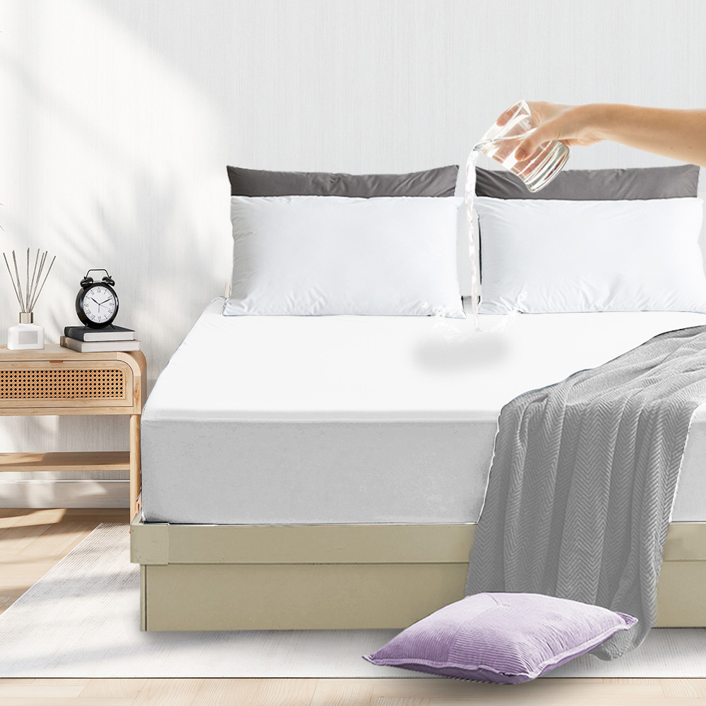 Made in Taiwan &ndash; Buy One Get One Free &ndash; Medical-Grade Silver Ion 100% Waterproof Fitted Mattress Protector with Matching Pillowcase, , large
