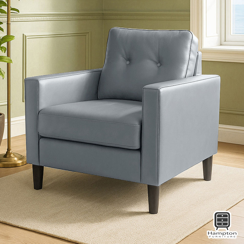 【Hampton 漢汀堡】哈特利單人沙發耐磨皮-石墨灰, , large