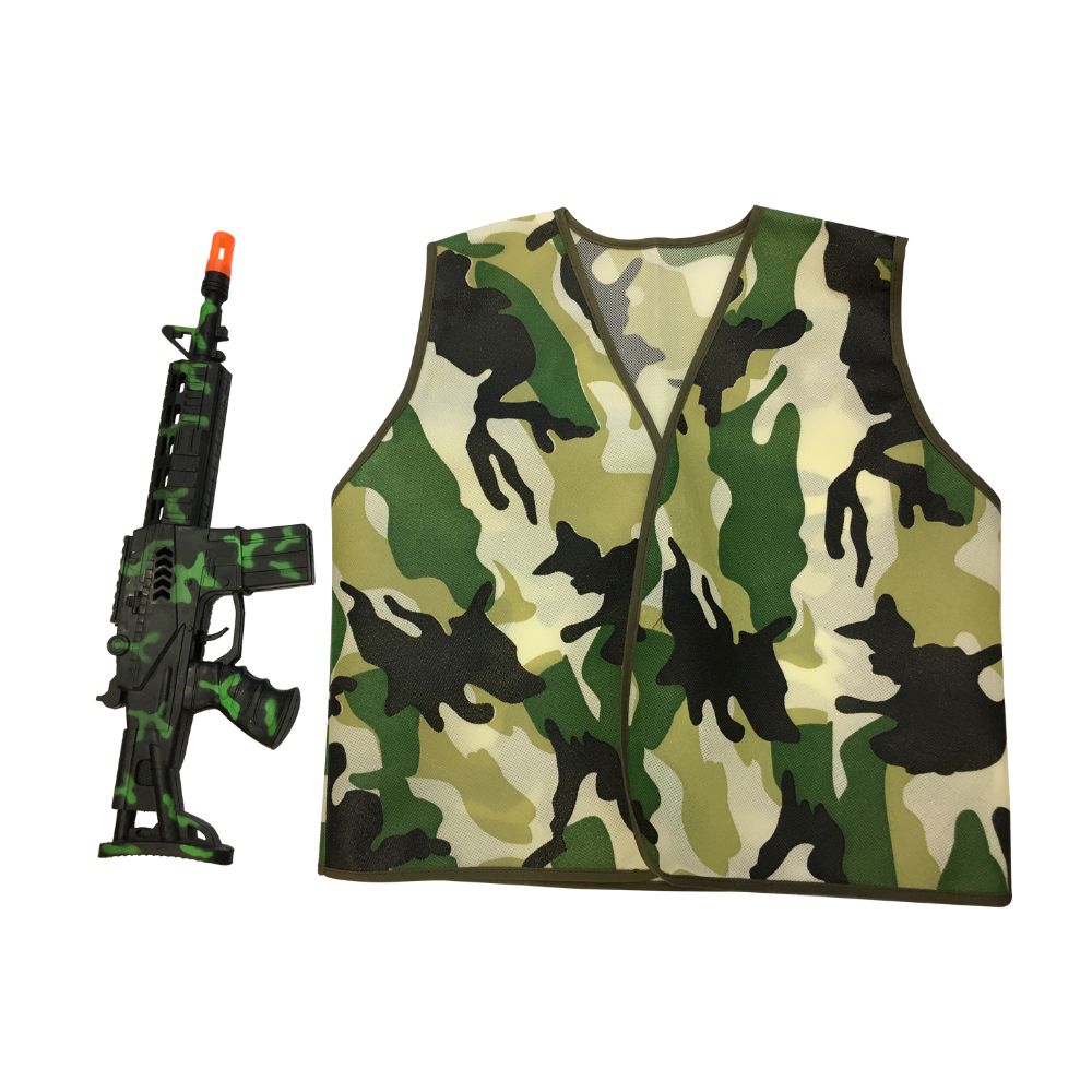 Camouflage vest plus machine gun, , large