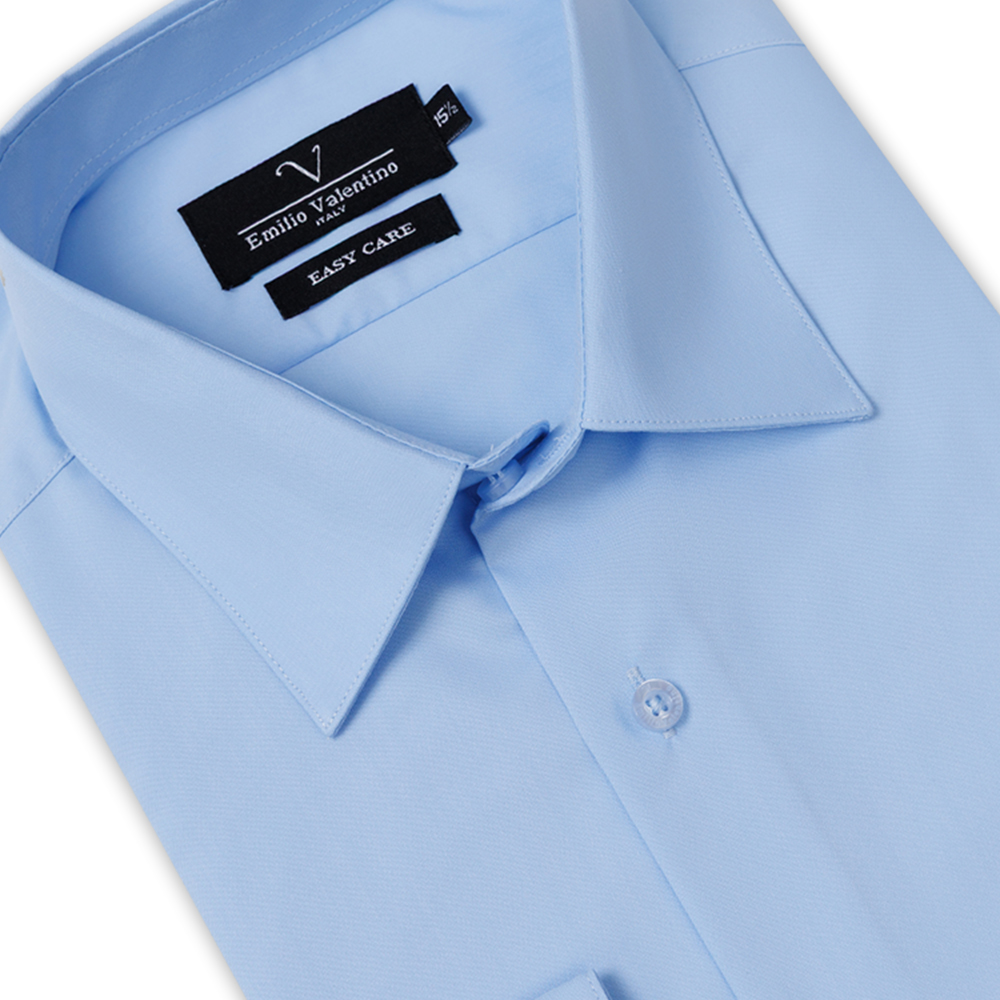 范倫提諾舒適抗皺長袖襯衫1022藍, , large