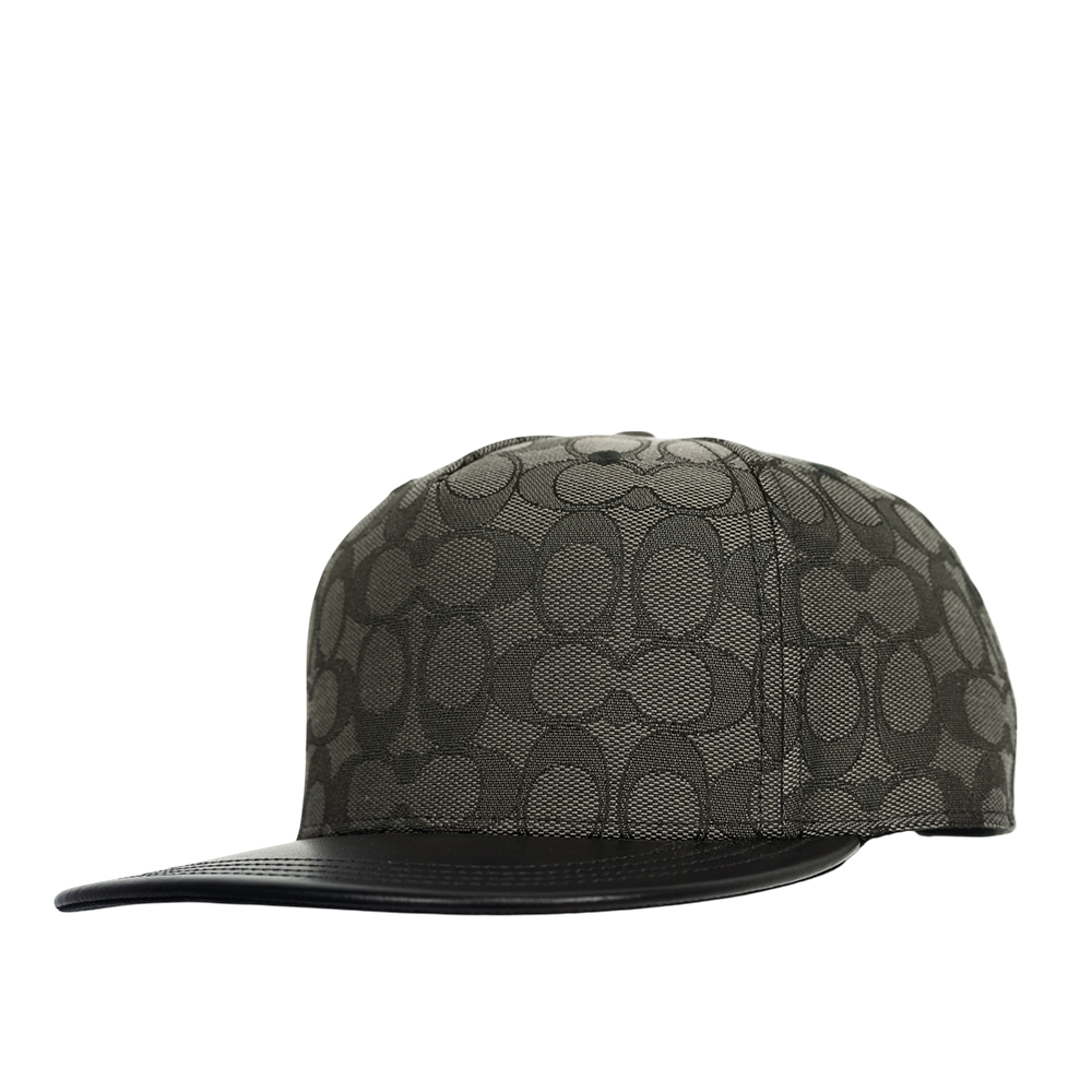 COACH CC Logo 緹花布及皮革棒球帽 M-L/炭灰色/黑色, , large
