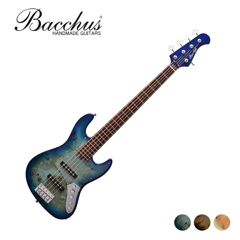 Bacchus WJB5-BP/ACT 五弦電貝斯 藍色樹瘤楊木BL-B【敦煌樂器】