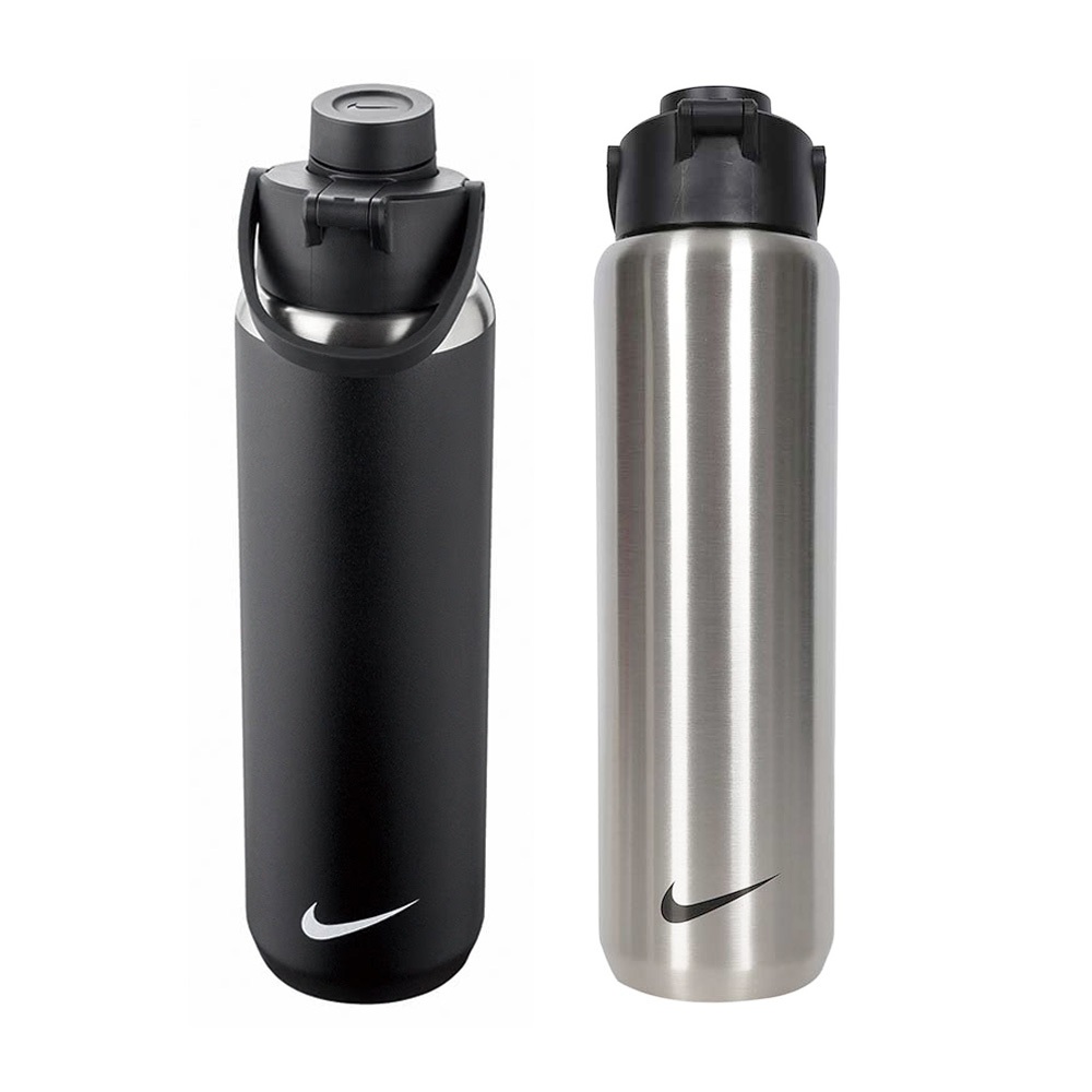 NIKE SS RECHARGE 大口徑保冷瓶 24OZ 運動水壺 隨身杯 水瓶 轉蓋 便攜 人體工學 防漏 黑 銀黑