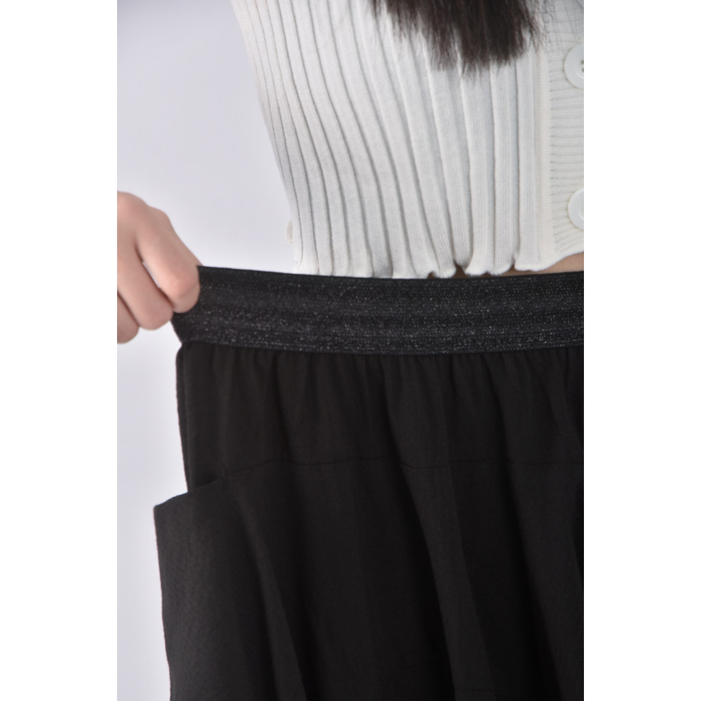 (S) editt高腰質感寬黑色長褲二手衣, , large