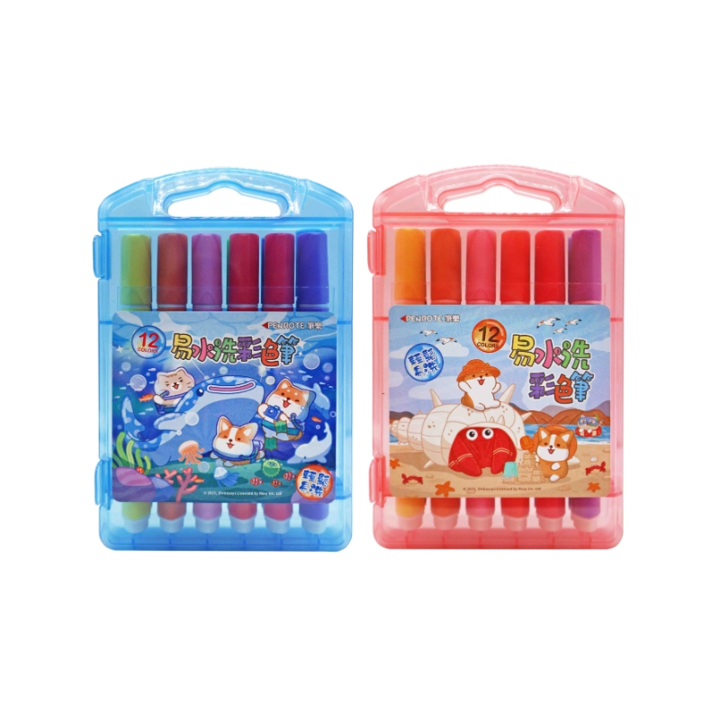 【PENROTE 筆樂】柴語錄12色易水洗彩色筆 藍, , large