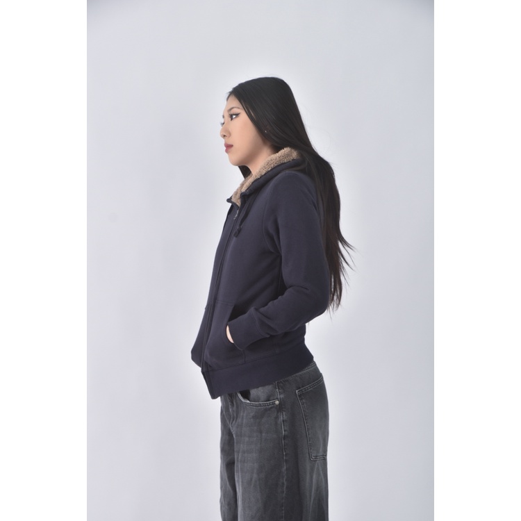 (M) uniqlo質感棉質連帽藍色外套二手衣, , large