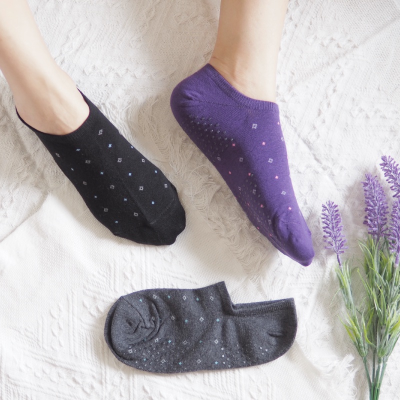 [Kaimei Cotton Industry] 10 pairs set, random and excellent, MIT made in Taiwan, pure cotton anti-slip right-angle socks, diamond-shaped dots, Kaimei Cotton Industry, , large